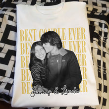 Load image into Gallery viewer, Personalized Couple Photo T-shirt &amp; Hoodie Custom Name Gift
