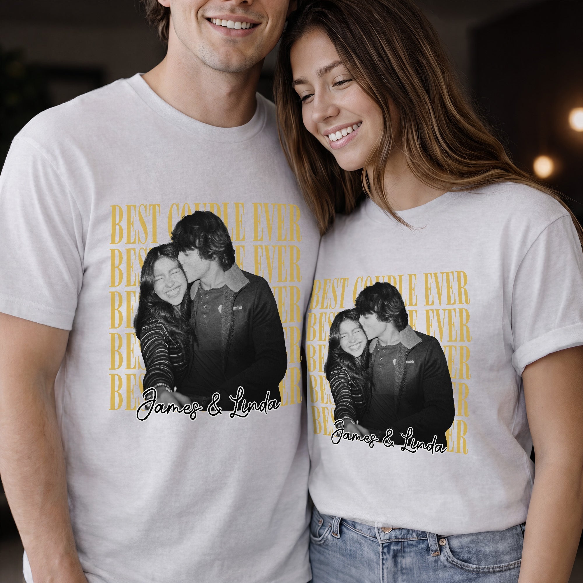 Personalized Couple Photo T-shirt & Hoodie Custom Name Gift