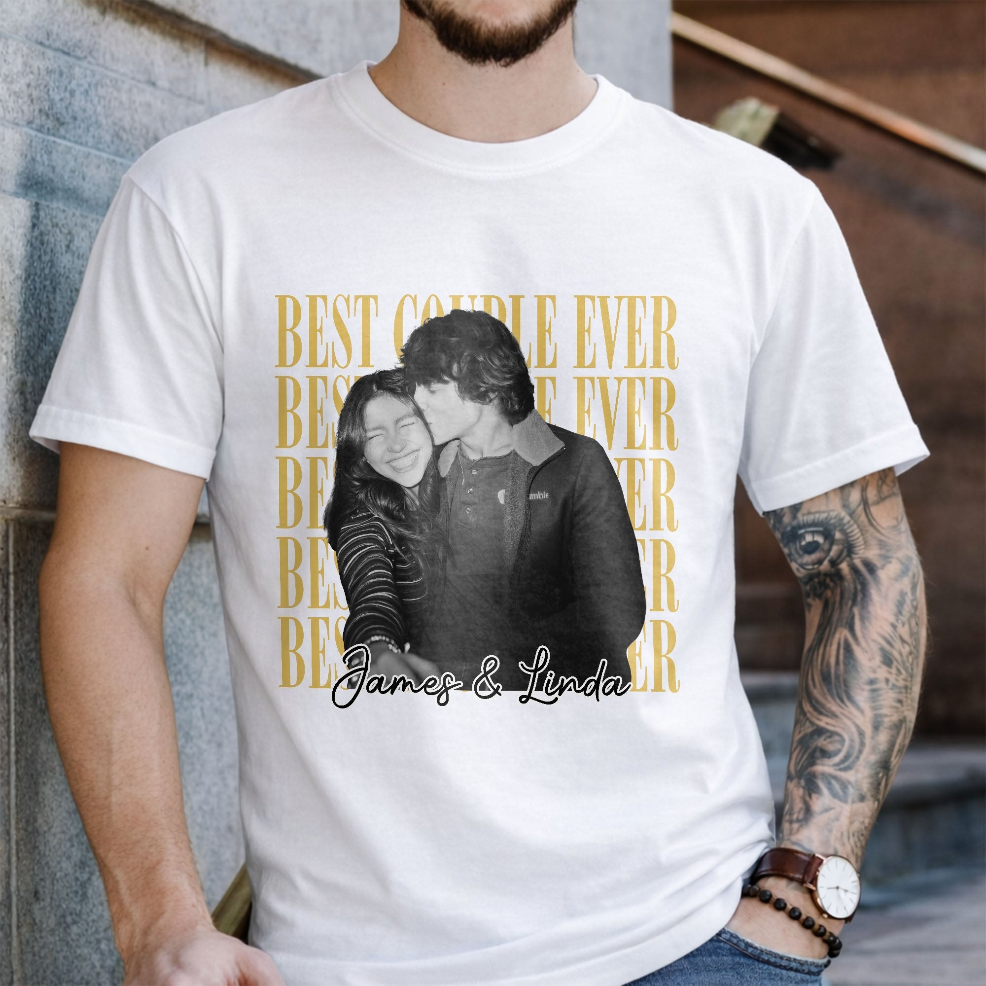 Personalized Couple Photo T-shirt & Hoodie Custom Name Gift