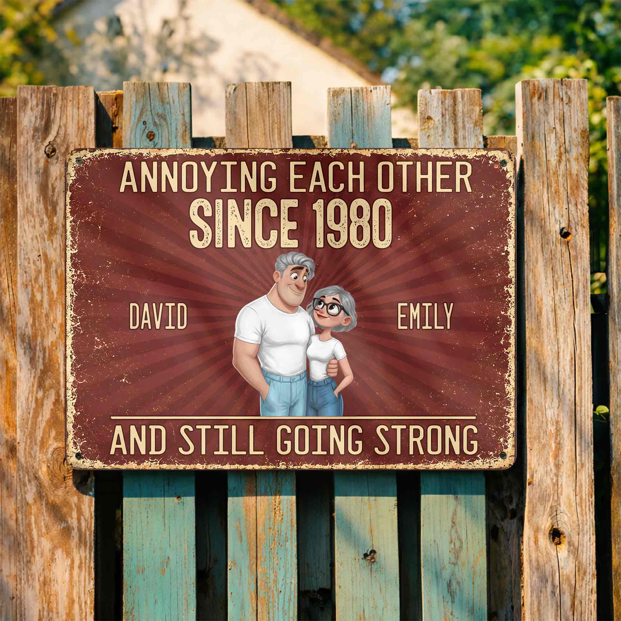 Personalized Metal Sign Custom Couple Art for Anniversary Gift