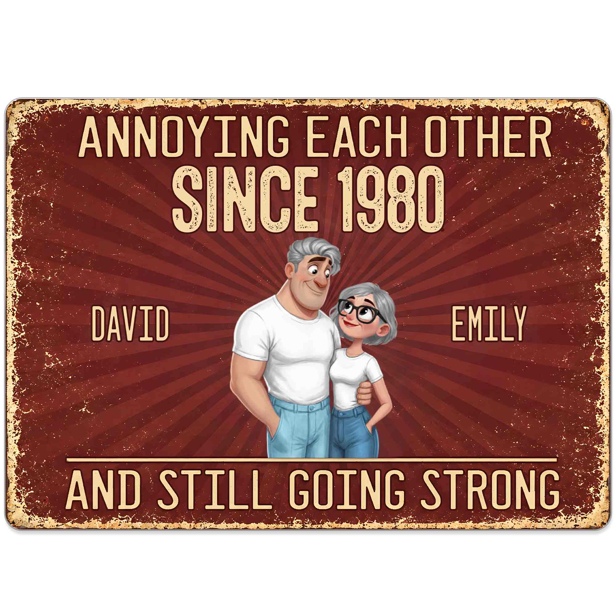 Personalized Metal Sign Custom Couple Art for Anniversary Gift