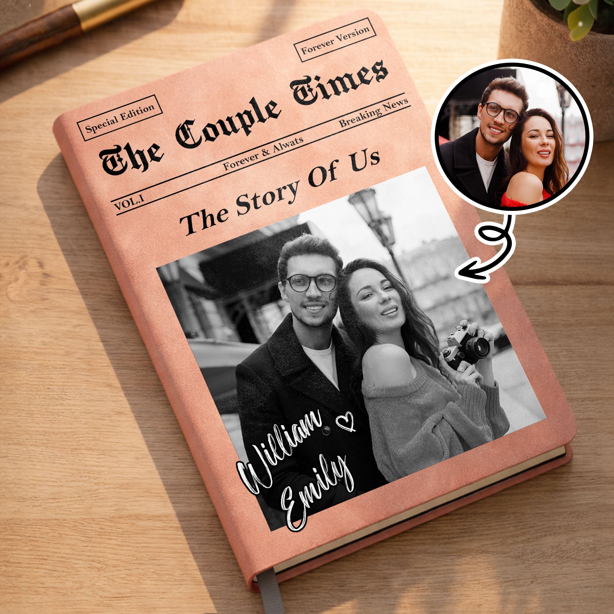 Personalized Leather Journal Custom Name Gift for Couples