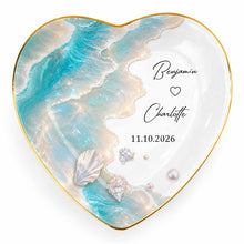 Load image into Gallery viewer, Personalized Heart Jewelry Dish Custom Name Ring Holder Gift for Couples
