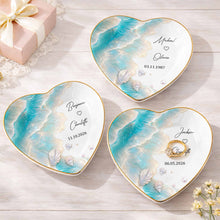 Load image into Gallery viewer, Personalized Heart Jewelry Dish Custom Name Ring Holder Gift for Couples
