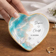 Load image into Gallery viewer, Personalized Heart Jewelry Dish Custom Name Ring Holder Gift for Couples
