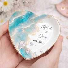 Load image into Gallery viewer, Personalized Heart Jewelry Dish Custom Name Ring Holder Gift for Couples
