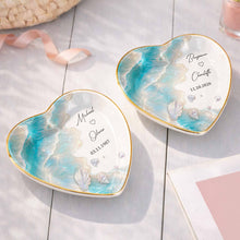 Load image into Gallery viewer, Personalized Heart Jewelry Dish Custom Name Ring Holder Gift for Couples
