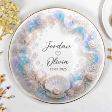 Load image into Gallery viewer, Personalized Ceramic Jewelry Dish Ocean Theme Custom Gift for Couples
