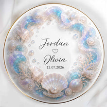 Load image into Gallery viewer, Personalized Ceramic Jewelry Dish Ocean Theme Custom Gift for Couples
