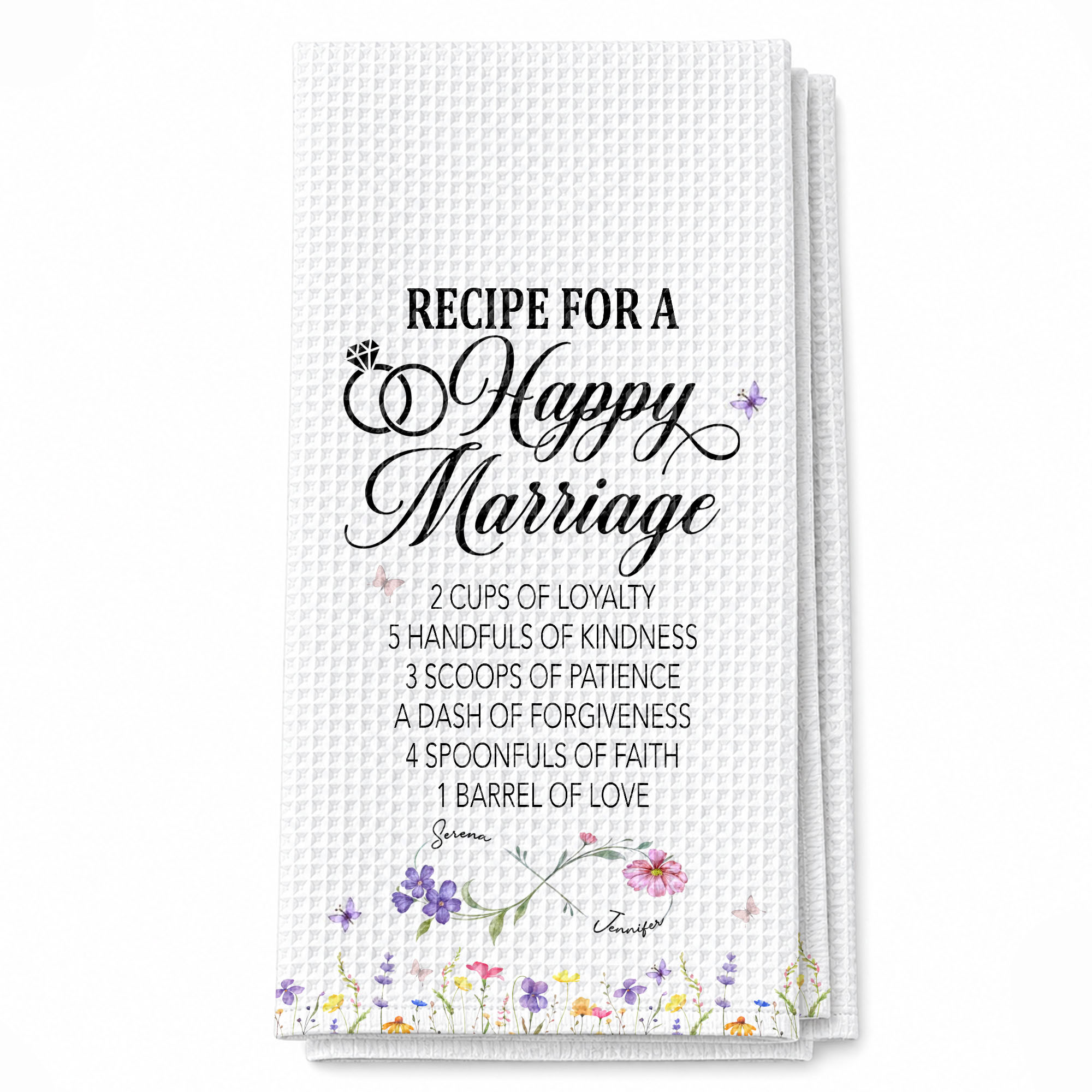 Personalized Kitchen Towel Custom Couple Gift Recipe for Marriage