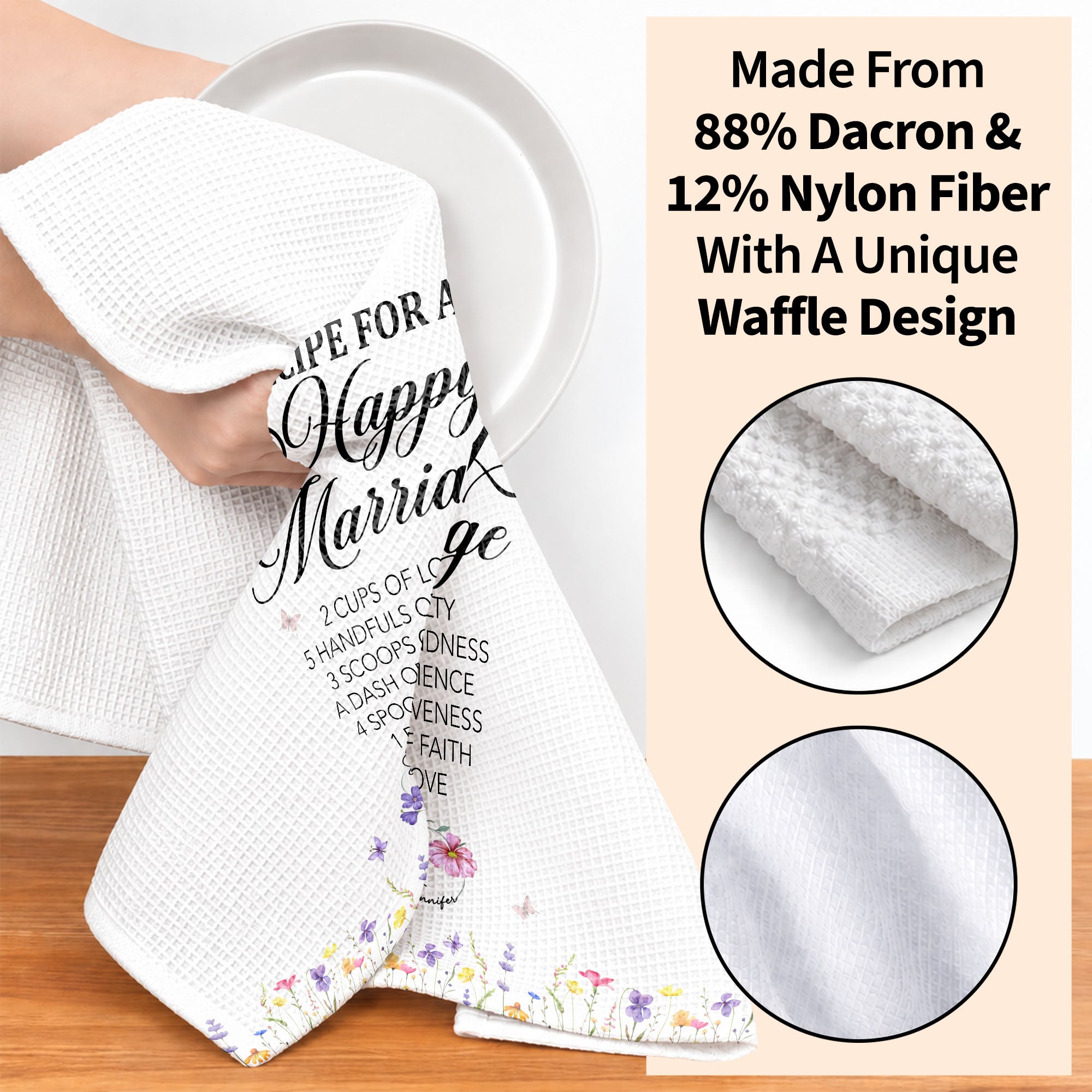 Personalized Kitchen Towel Custom Couple Gift Recipe for Marriage