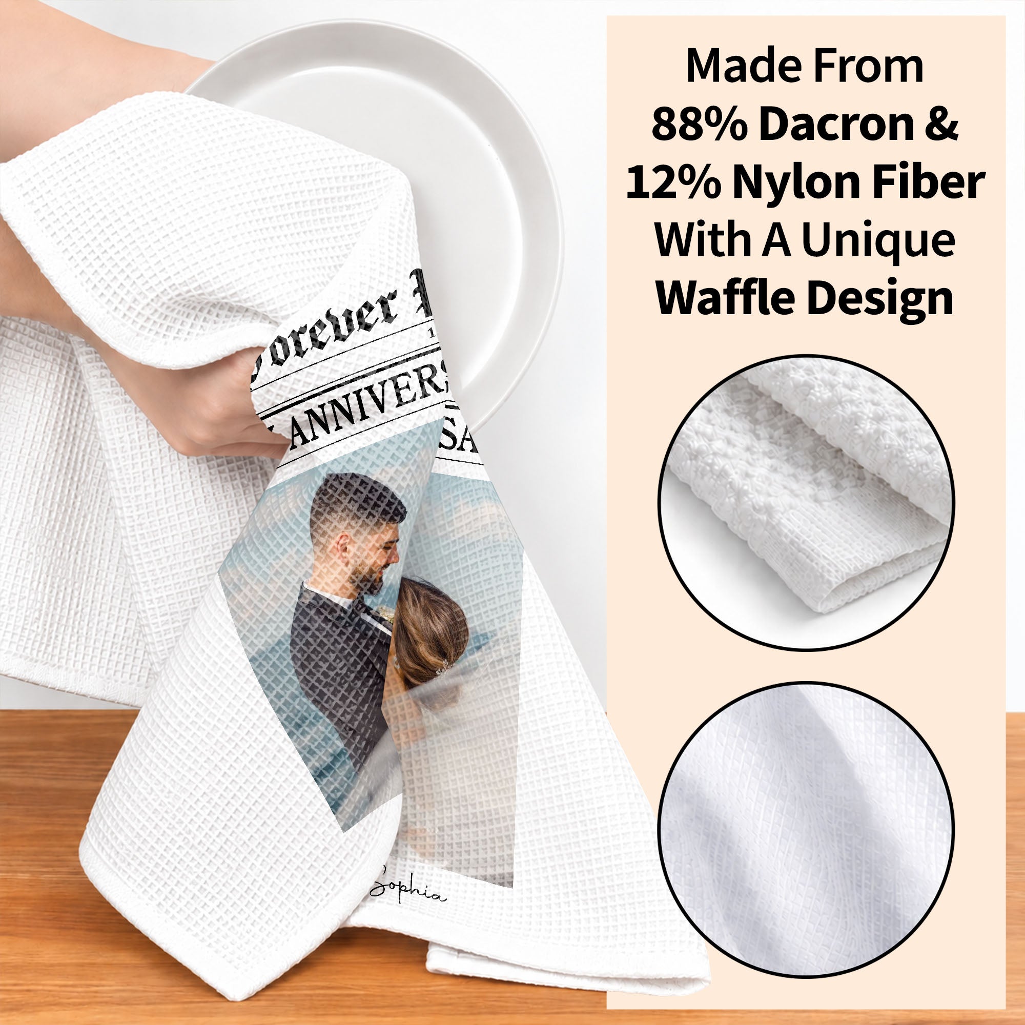 Personalized Anniversary Kitchen Towel Custom Photo Gift for Couples