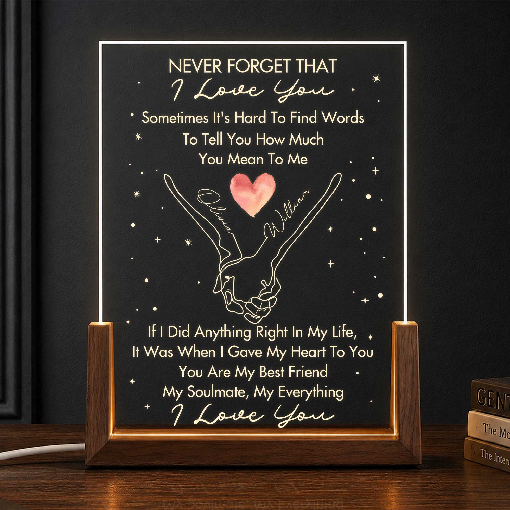 Personalized Acrylic Night Light Custom Love Message Gift for Couples