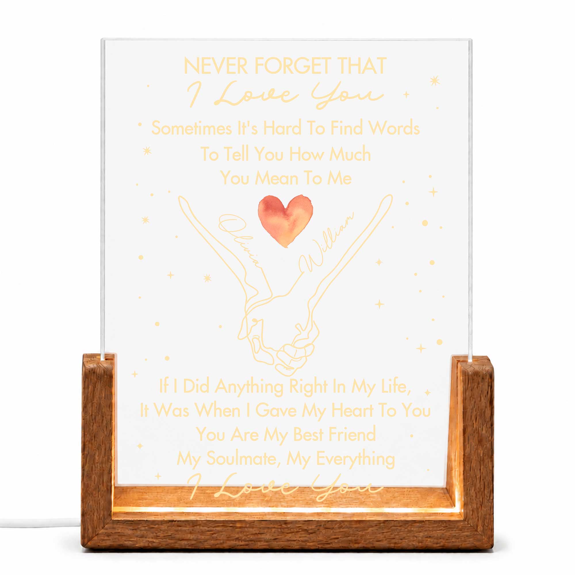 Personalized Acrylic Night Light Custom Love Message Gift for Couples