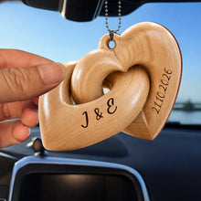 Load image into Gallery viewer, Personalized Interlocking Hearts Wood Ornament Custom Gift for Couples
