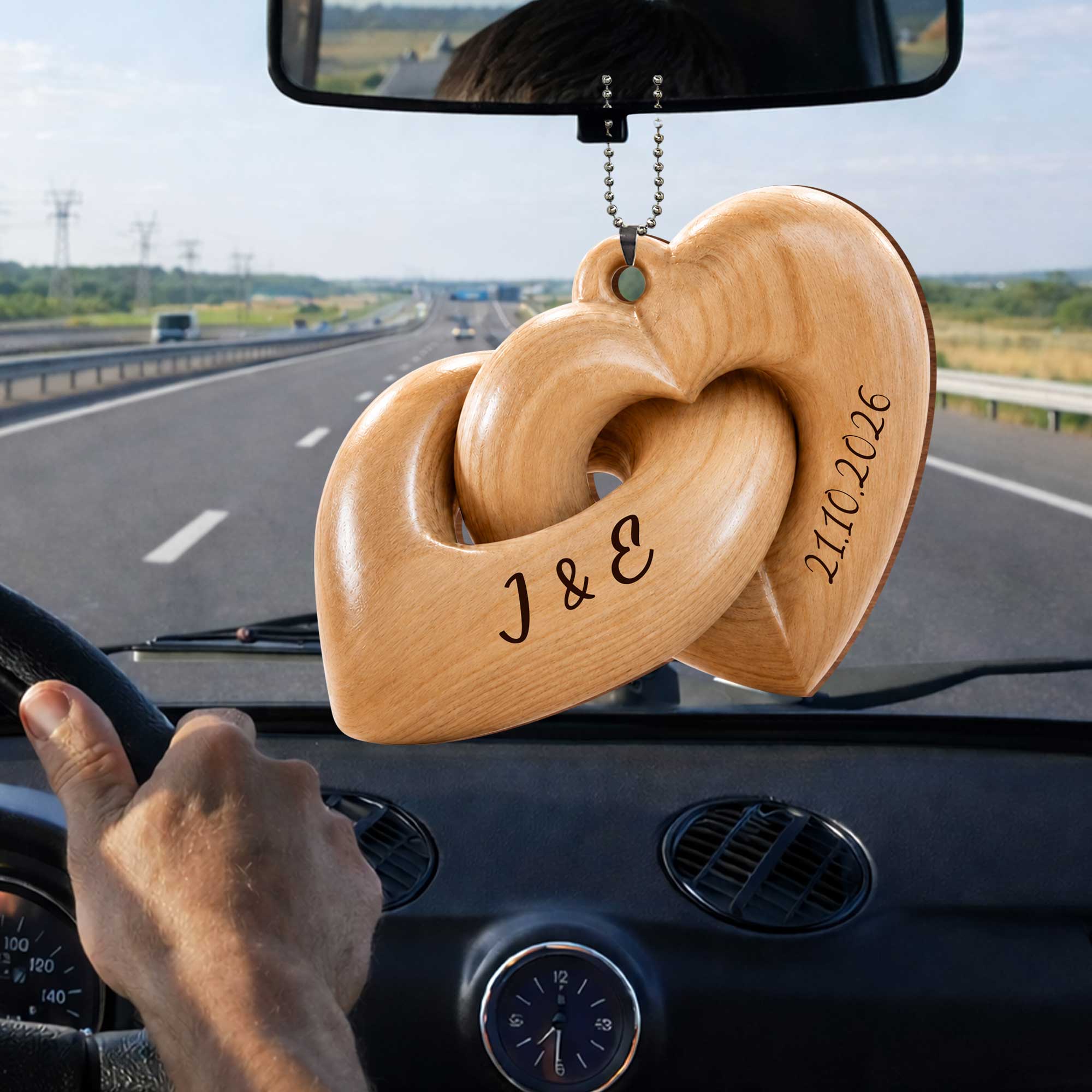 Personalized Interlocking Hearts Wood Ornament Custom Gift for Couples