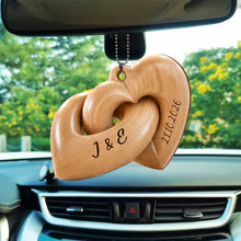 Load image into Gallery viewer, Personalized Interlocking Hearts Wood Ornament Custom Gift for Couples
