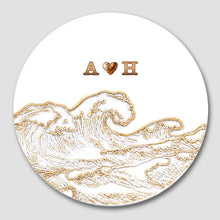Load image into Gallery viewer, Personalized Ceramic Coaster with Ocean Wave Design Gift for Couples
