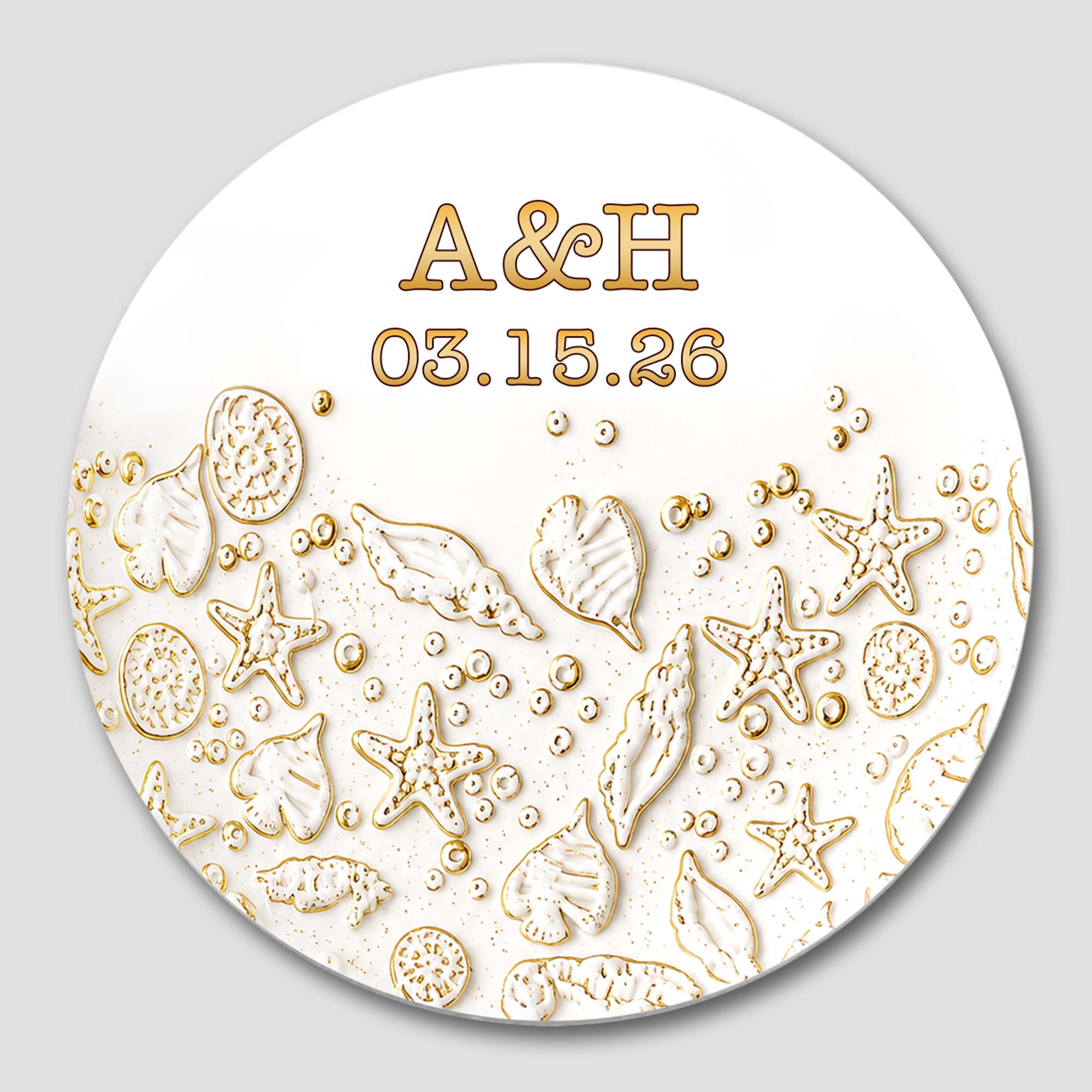 Personalized Beach Design Ceramic Coaster Custom Date Gift for Couples
