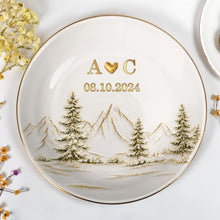 Load image into Gallery viewer, Personalized Ceramic Jewelry Dish Custom Couple Gift Adventure
