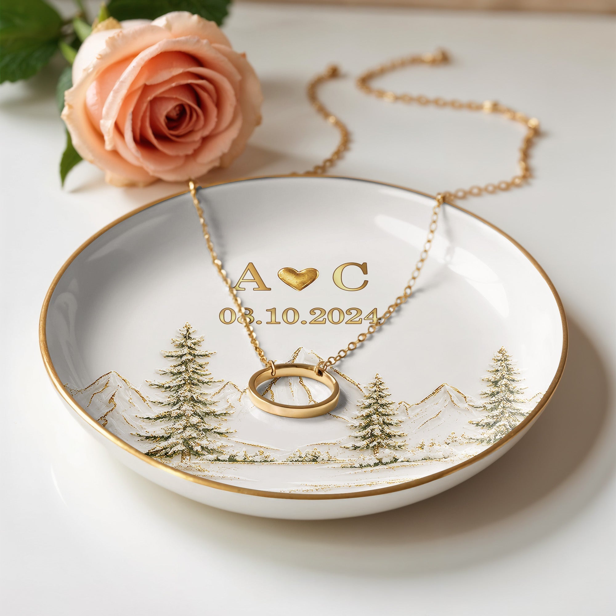 Personalized Ceramic Jewelry Dish Custom Couple Gift Adventure