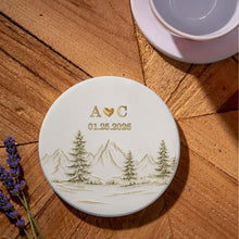 Load image into Gallery viewer, Personalized Ceramic Coaster Custom Date Gift for Couples
