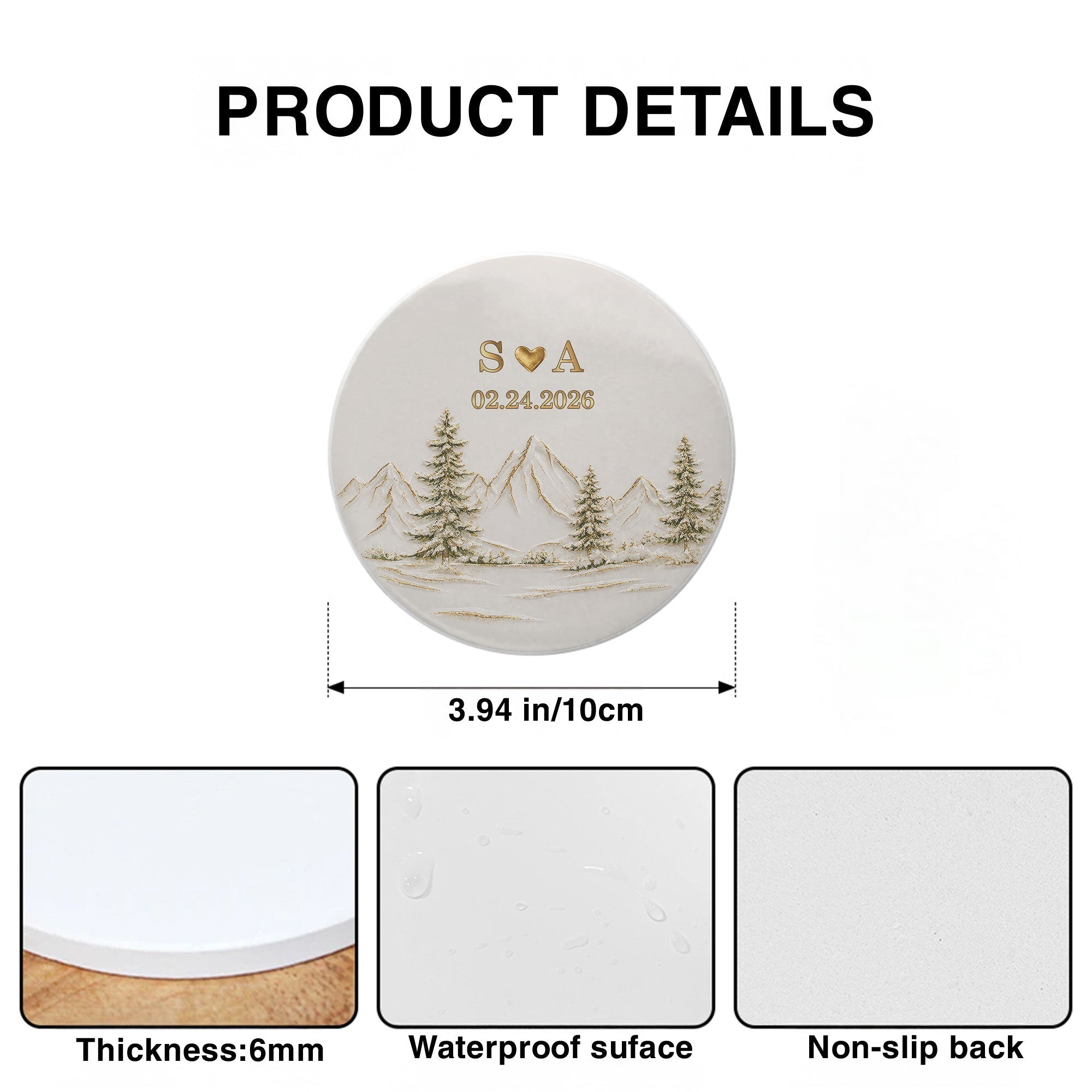 Personalized Ceramic Coaster Custom Date Gift for Couples