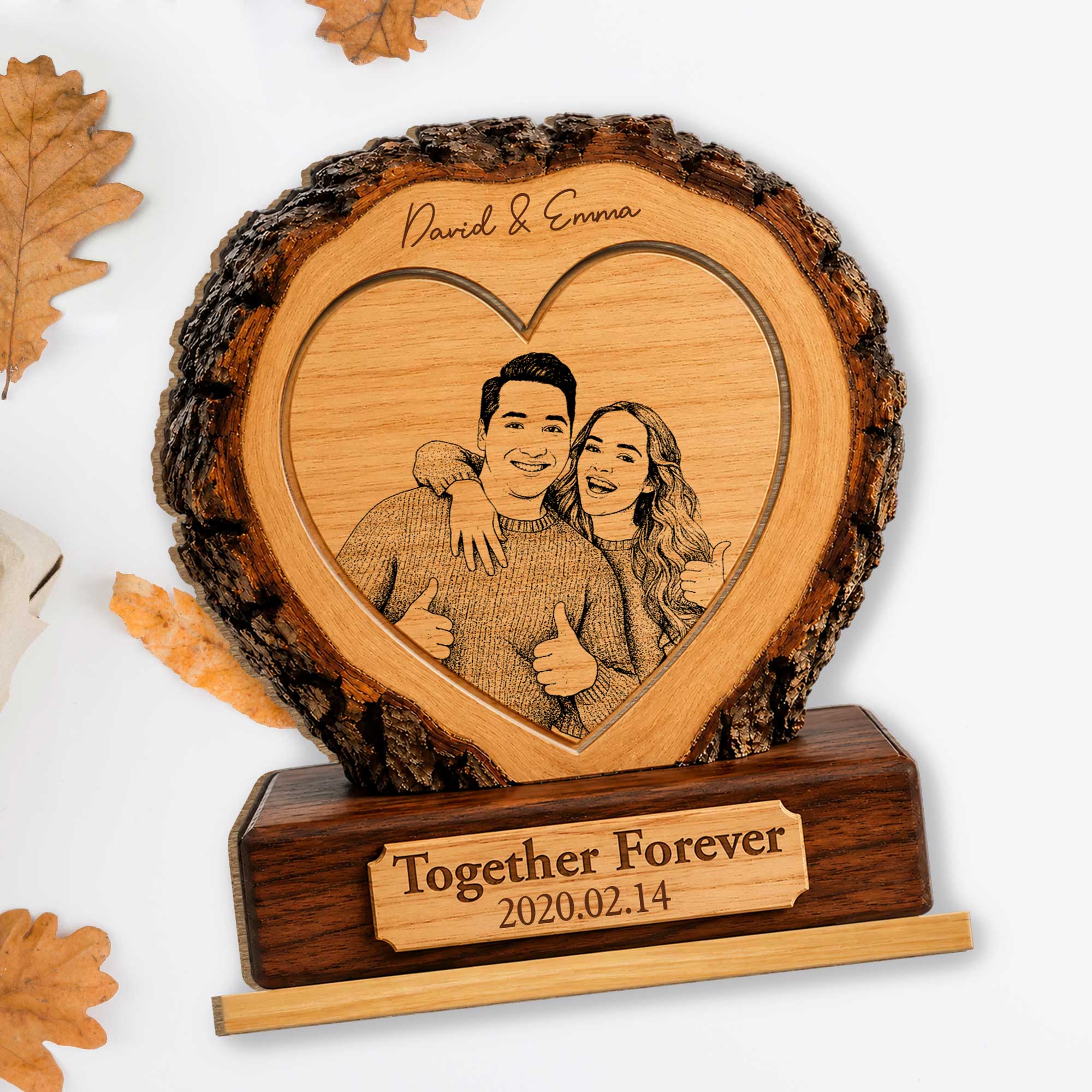 Personalized 2-Layer Wood Heart Plaque Custom Photo Gift for Couples