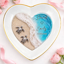 Load image into Gallery viewer, Personalized Heart-Shaped Jewelry Dish Custom Name Ocean Design Gift for Couples

