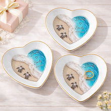 Load image into Gallery viewer, Personalized Heart-Shaped Jewelry Dish Custom Name Ocean Design Gift for Couples
