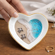 Load image into Gallery viewer, Personalized Heart-Shaped Jewelry Dish Custom Name Ocean Design Gift for Couples

