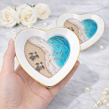 Load image into Gallery viewer, Personalized Heart-Shaped Jewelry Dish Custom Name Ocean Design Gift for Couples
