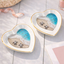 Load image into Gallery viewer, Personalized Heart-Shaped Jewelry Dish Custom Name Ocean Design Gift for Couples
