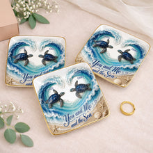 Load image into Gallery viewer, Personalized Ceramic Jewelry Dish Custom Turtles Heart Ocean Gift for Couples
