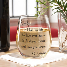 Load image into Gallery viewer, Personalized Stemless Wine Glass Custom Name Gift for Couples
