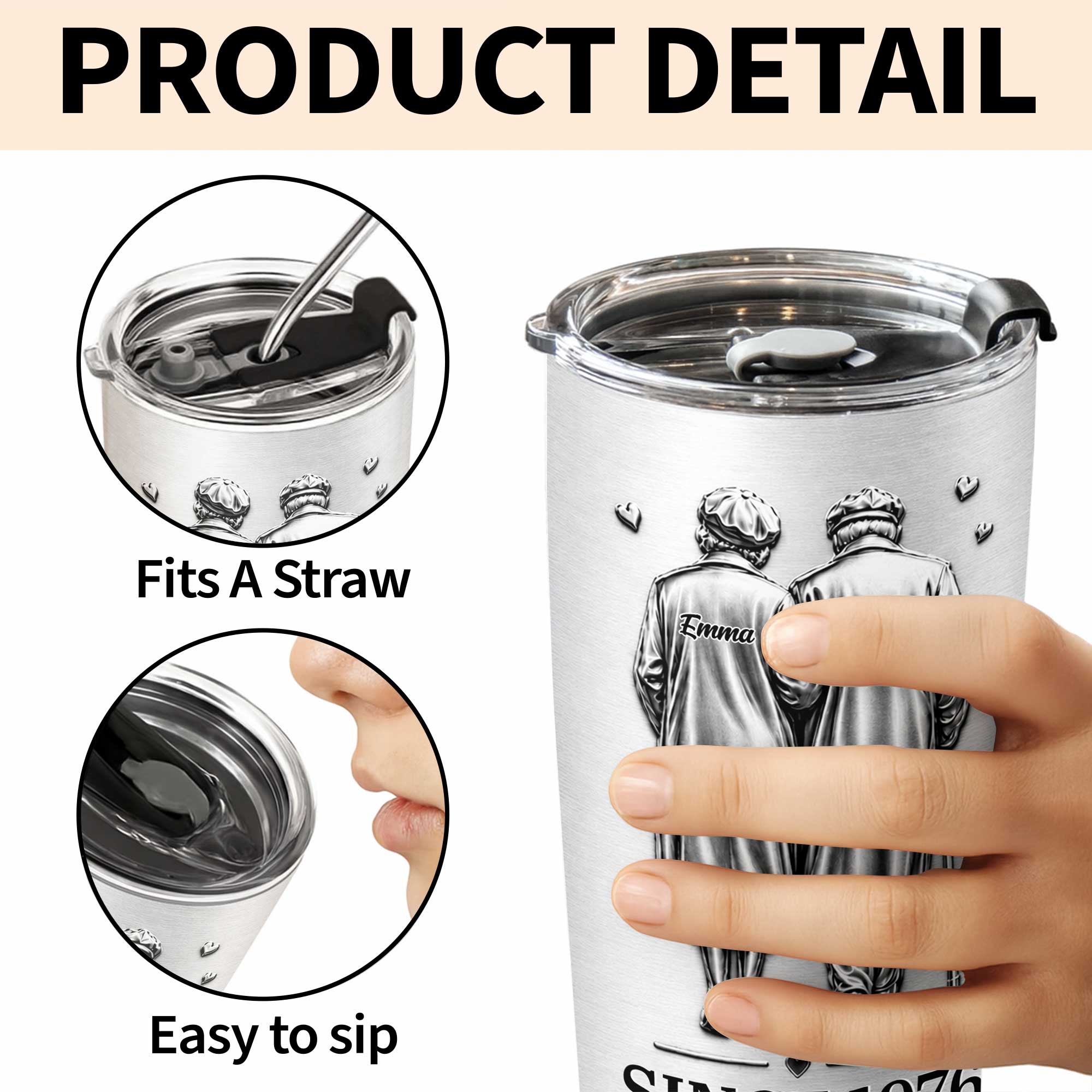 Personalized Couple Tumbler Custom Artwork 20oz Gift
