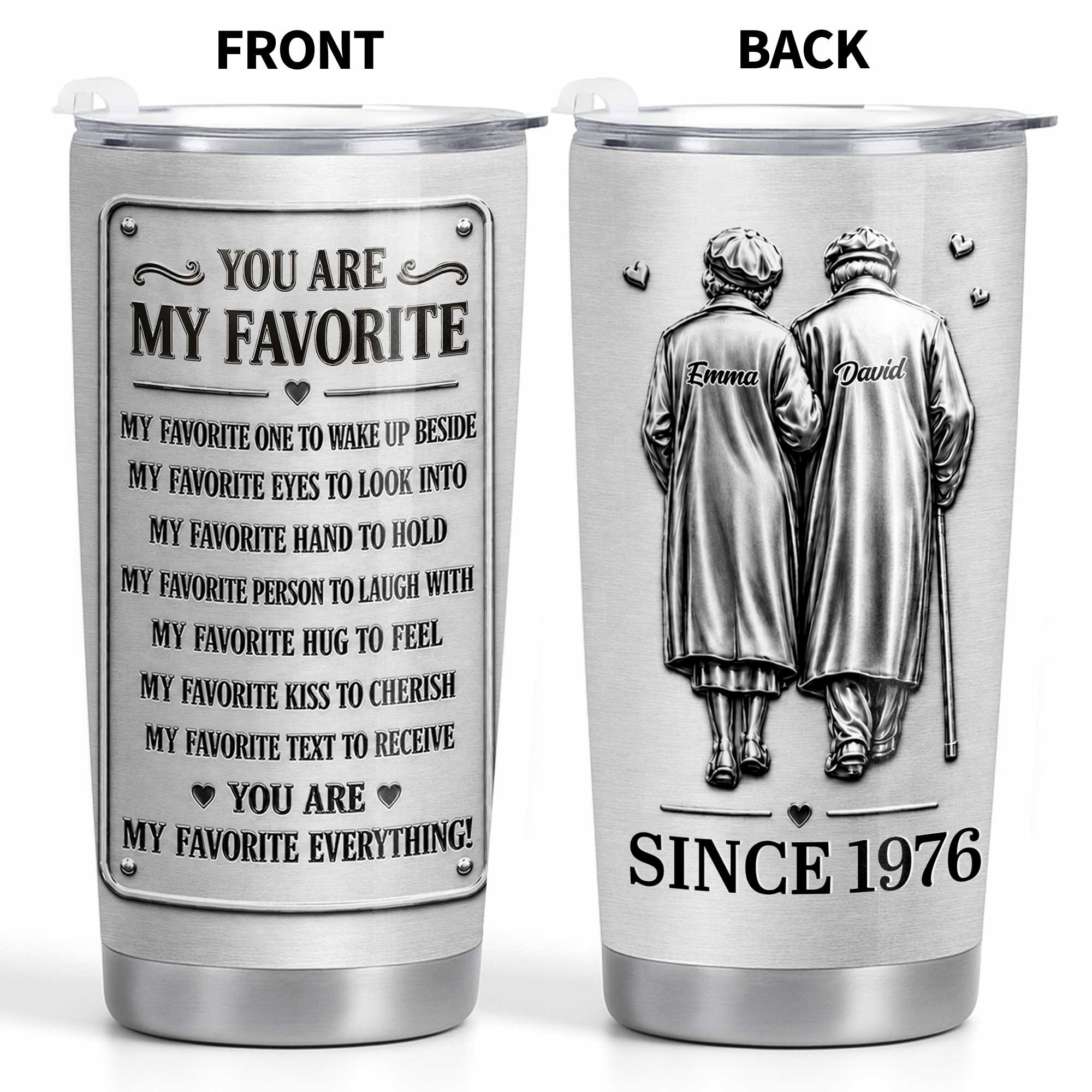 Personalized Couple Tumbler Custom Artwork 20oz Gift