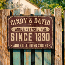 Load image into Gallery viewer, Personalized Metal Sign for Couples Custom Name Anniversary Decor

