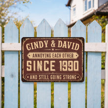 Load image into Gallery viewer, Personalized Metal Sign for Couples Custom Name Anniversary Decor
