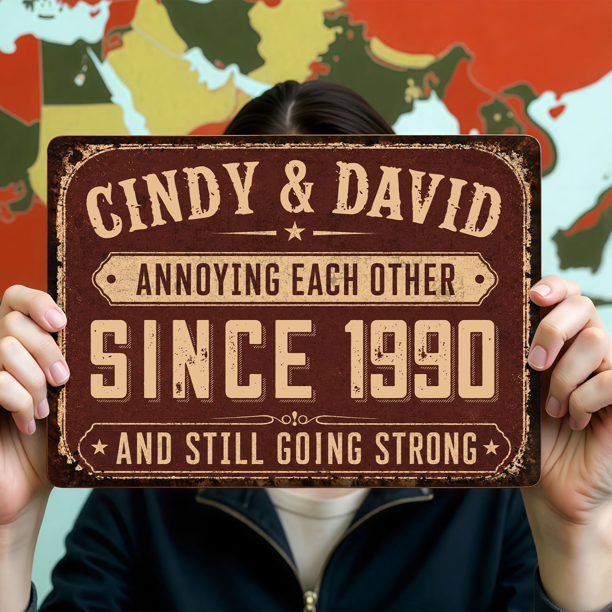 Personalized Metal Sign for Couples Custom Name Anniversary Decor