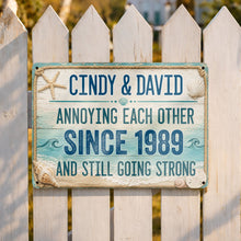 Load image into Gallery viewer, Personalized Beach Theme Metal Sign Custom Names Gift for Couples
