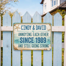 Load image into Gallery viewer, Personalized Beach Theme Metal Sign Custom Names Gift for Couples
