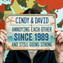 Load image into Gallery viewer, Personalized Beach Theme Metal Sign Custom Names Gift for Couples
