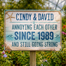 Load image into Gallery viewer, Personalized Beach Theme Metal Sign Custom Names Gift for Couples
