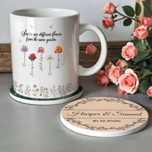 Load image into Gallery viewer, Personalized Floral Wreath Ceramic Coaster Custom Name &amp; Date Gift
