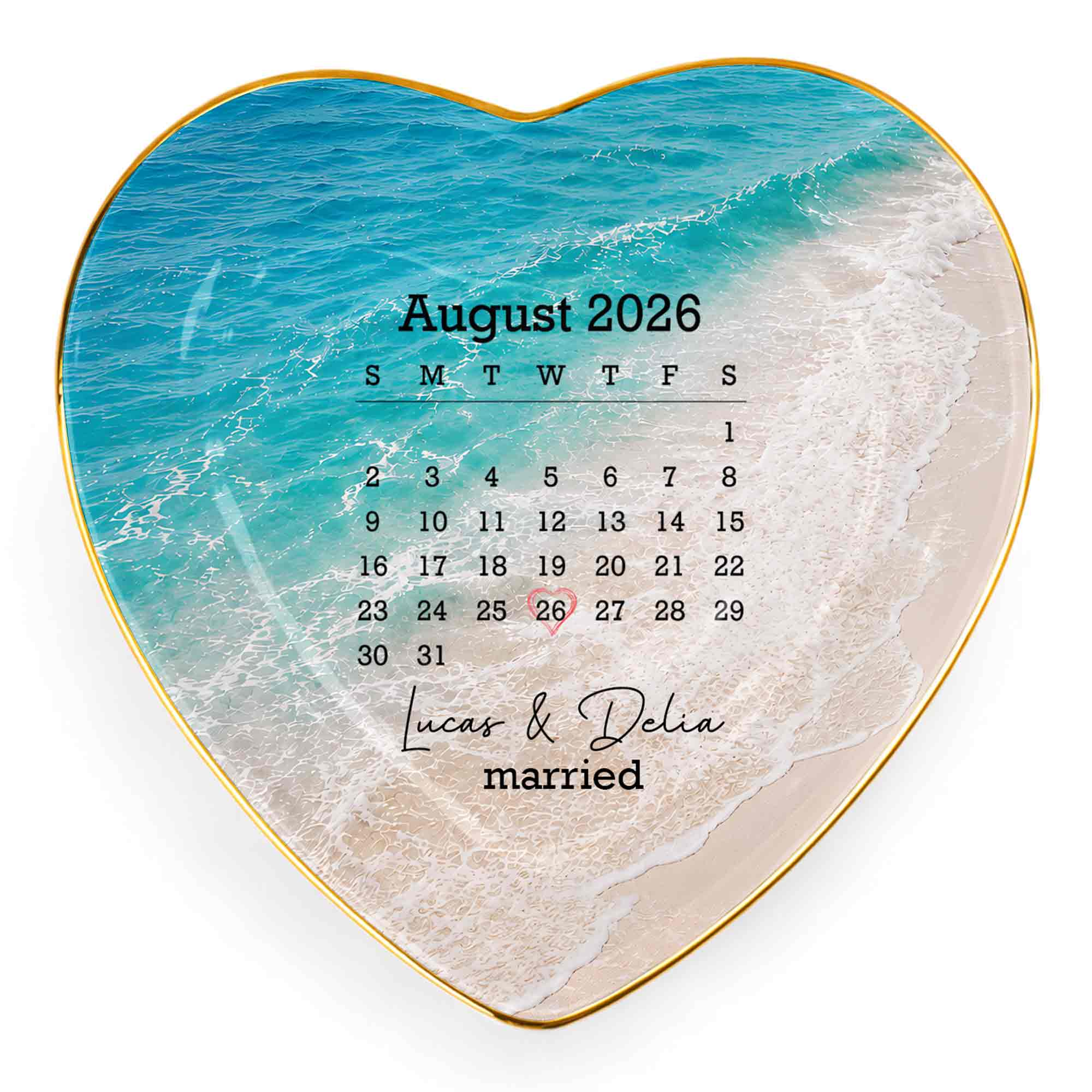 Personalized Heart Jewelry Dish Custom Name Gift for Couples