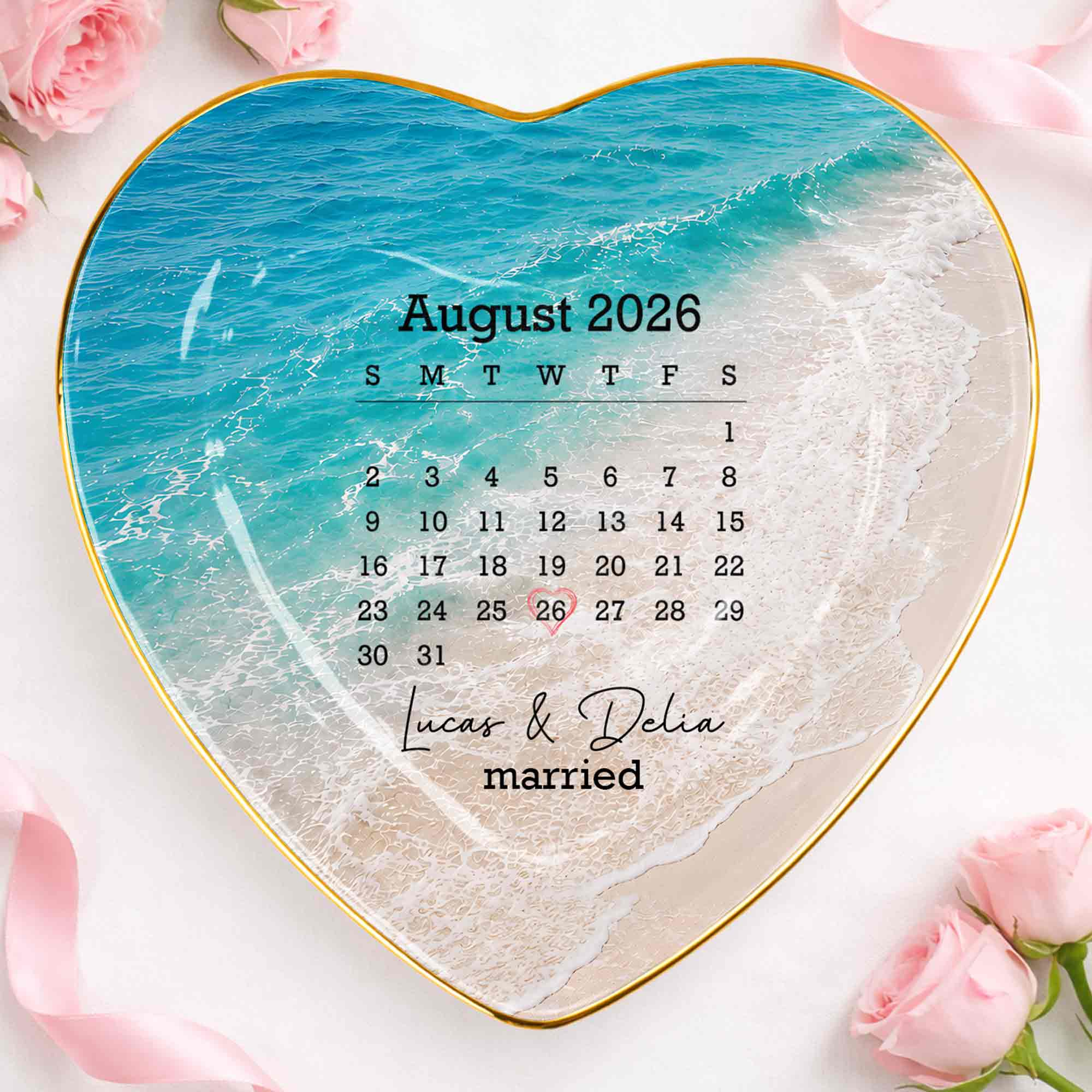 Personalized Heart Jewelry Dish Custom Name Gift for Couples