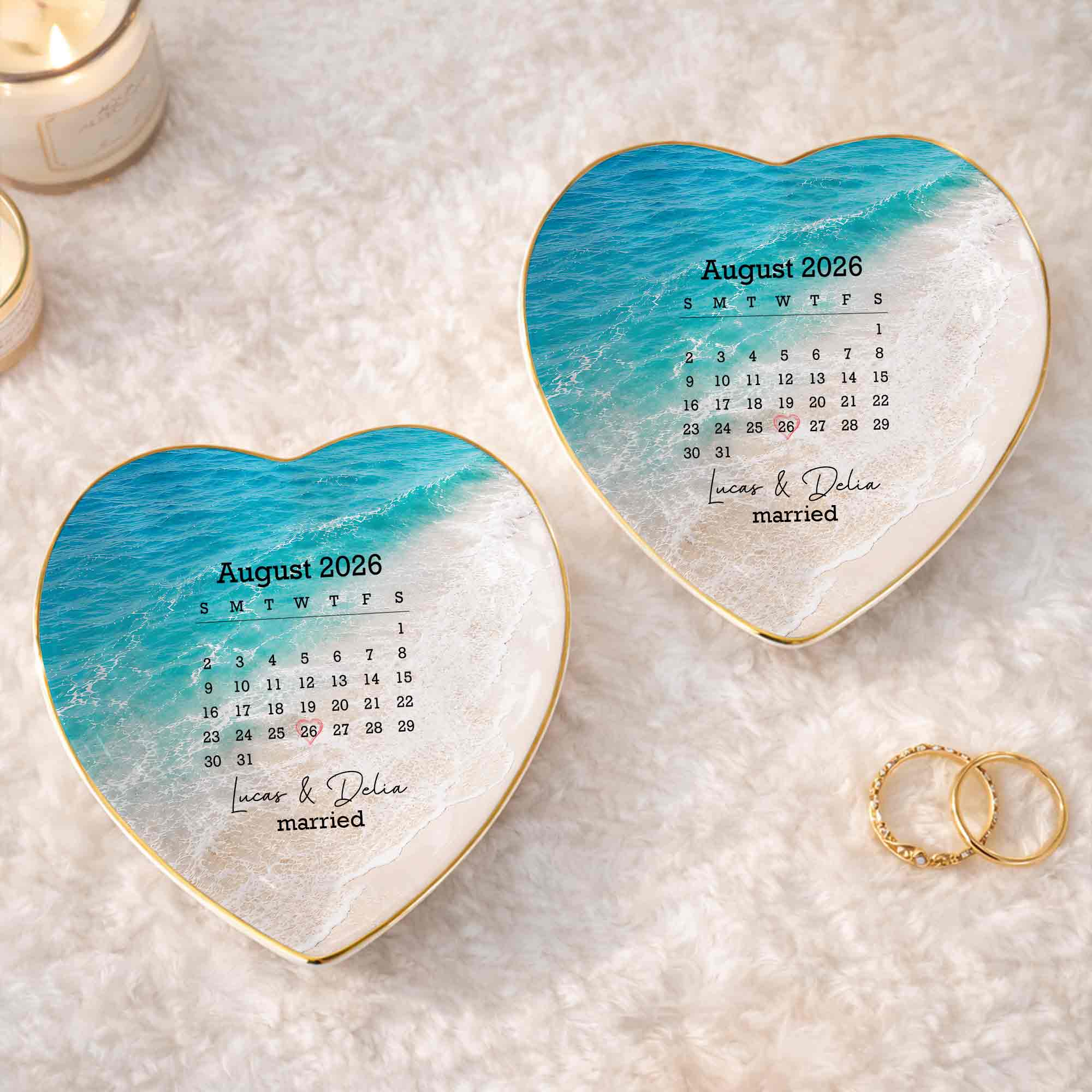 Personalized Heart Jewelry Dish Custom Name Gift for Couples