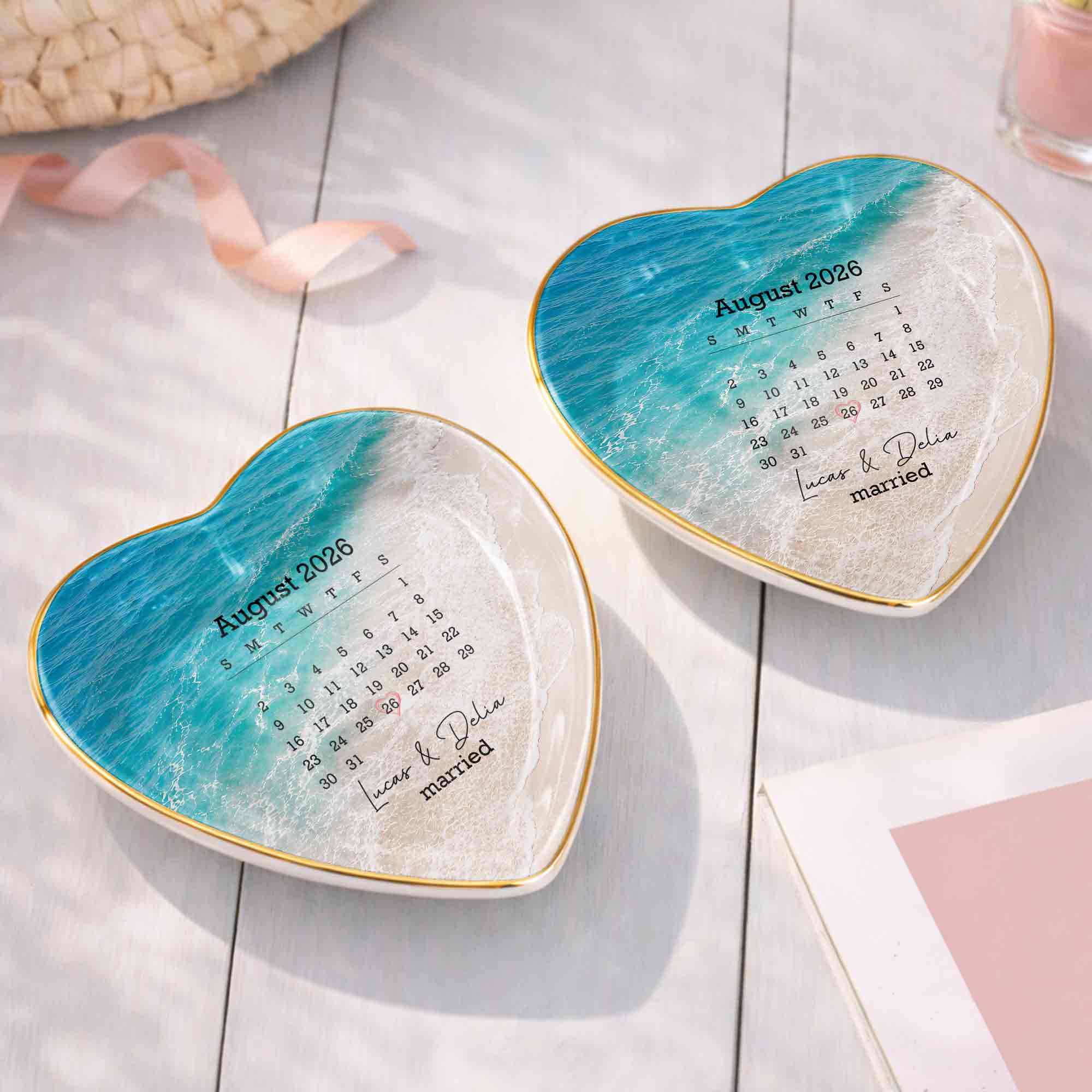 Personalized Heart Jewelry Dish Custom Name Gift for Couples