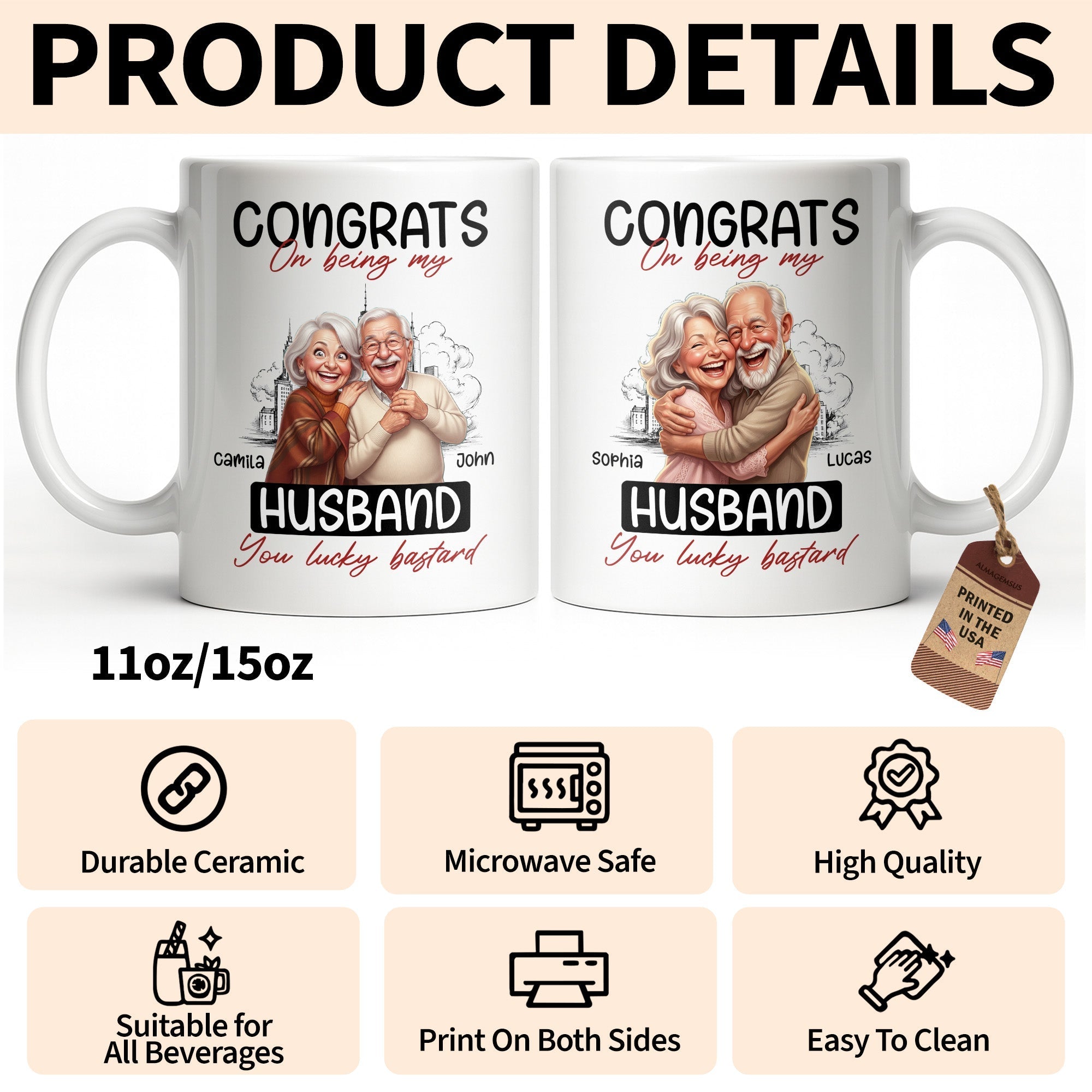 Personalized Funny Couple Coffee Mug Custom Name Gift for Husband